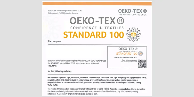 Giấy chững nhận OEKO-TEX 100