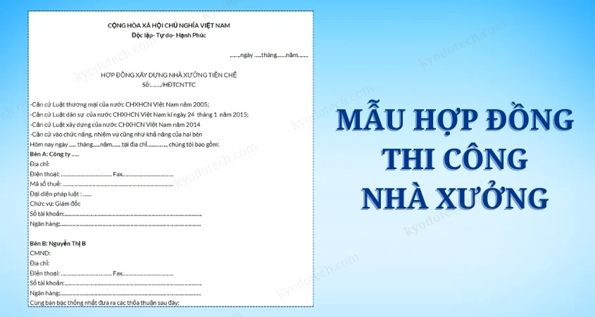 Tham khảo mẫu hợp đồng thi công tại KYODO